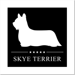 Skye Terrier Dog White Silhouette Posters and Art